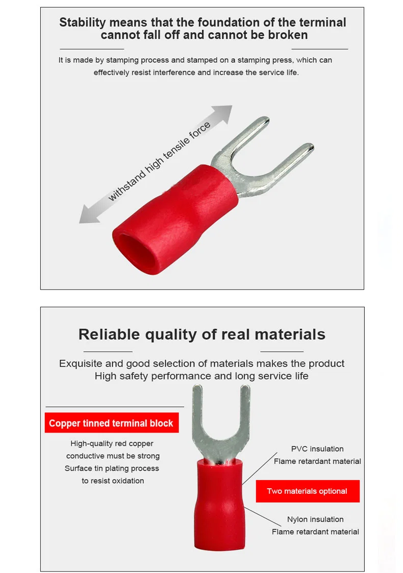 SVN Nylon insulated spade terminals, Continuous spade copper cord end terminal, bolt splice terminal, Spade Terminal, Svn Spade Terminal, Copper Terminal Bolt Terminais de pá isolados de nylon SVN, terminal de extremidade de cabo de cobre de pá contínua, terminal de emenda de parafuso, terminal de pá, terminal de pá Svn, parafuso terminal de cobre