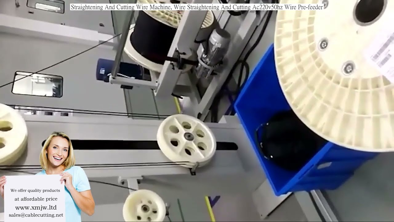 Industrial Wire Straightening and Cutting Machine with Pre-feeder, AC-220-V/50-Hz